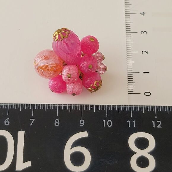 Earrings Vintage West Germany Bauble Pink Clip On Earrings #0117 - Picture 5 of 8